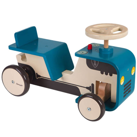 Janod Blue Wooden Ride-On Tractor