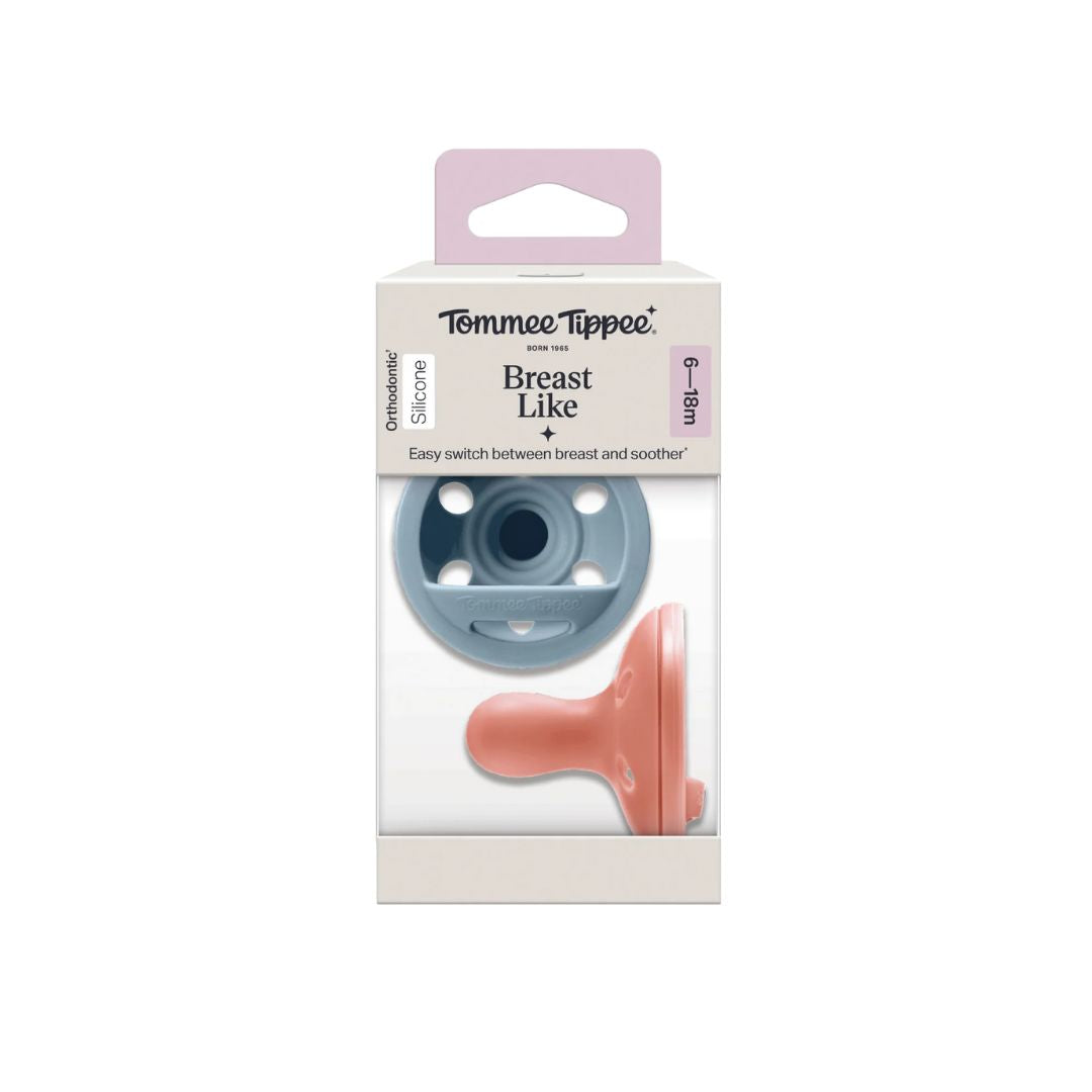 Tommee Tippee breast-like pacifier packaging on a white background
