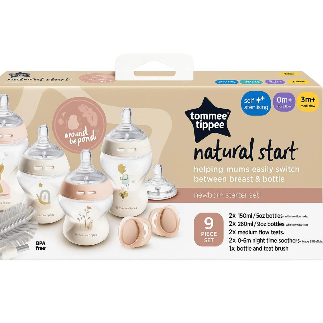 Tommee Tippee newborn starter set packaging on a white background