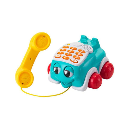 Infantio Kids Toy phone with a yellow handset on a white background