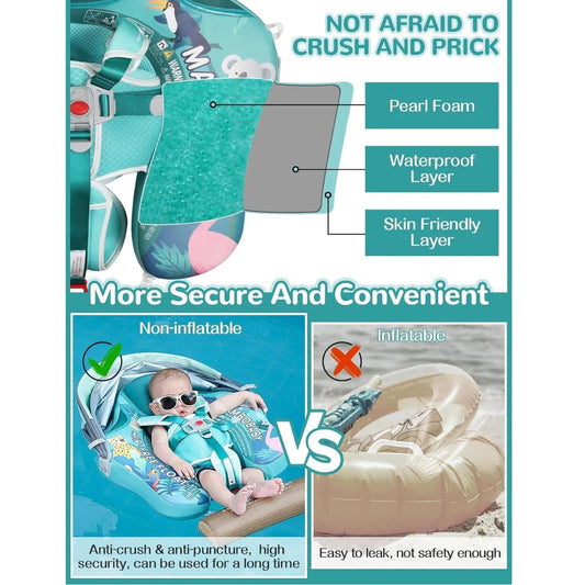 Mambobaby Non-Inflatable Baby Float with Canopy & Tail – Tropical