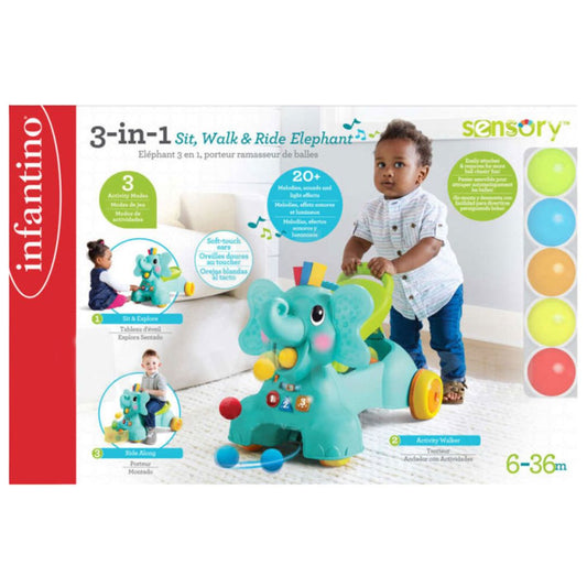 Infantino Senso 3-in-1 Sit, Walk & Ride Elephant