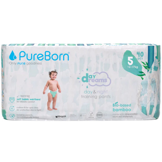 Pack of PureBorn baby training pants on a white background