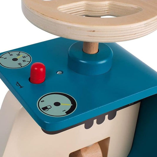 Janod Blue Wooden Ride-On Tractor