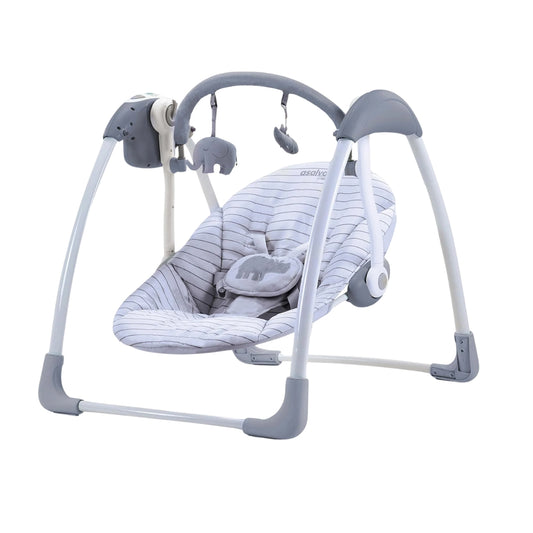 Asalvo Baby swing with gray and white design on a white background