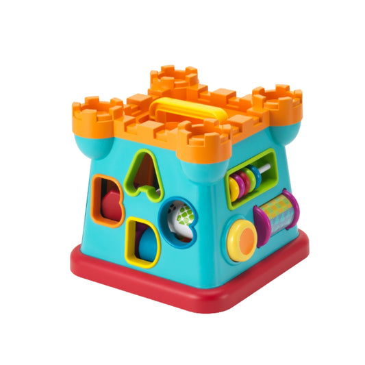 Infantino Bkids Colorful toy castle with various shapes and colors on a white background