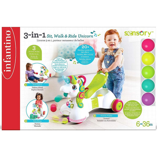Infantino Senso 3-in-1 Sit, Walk & Ride Unicorn