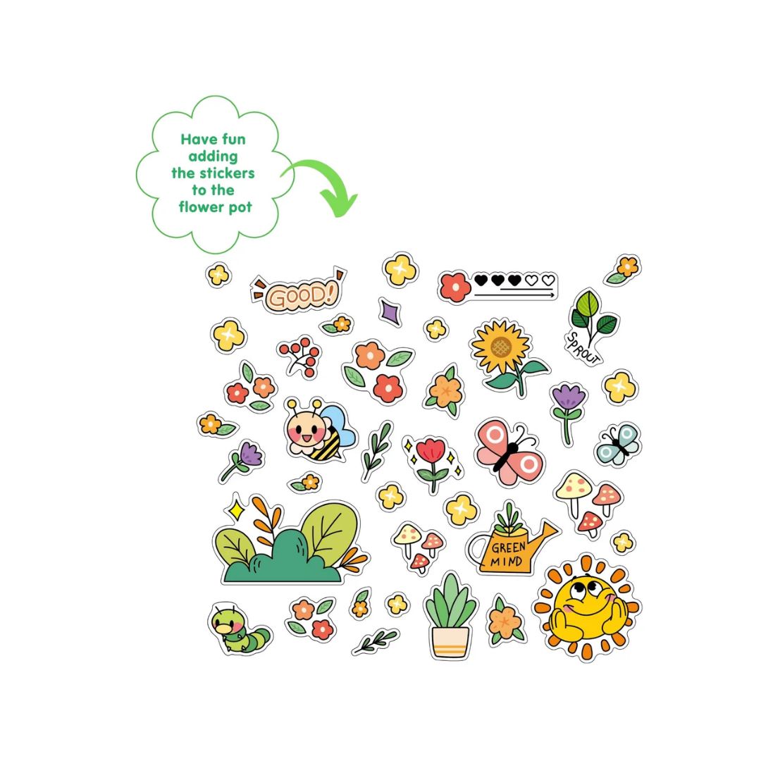 Colorful Hola stickers with nature-themed designs on a white background