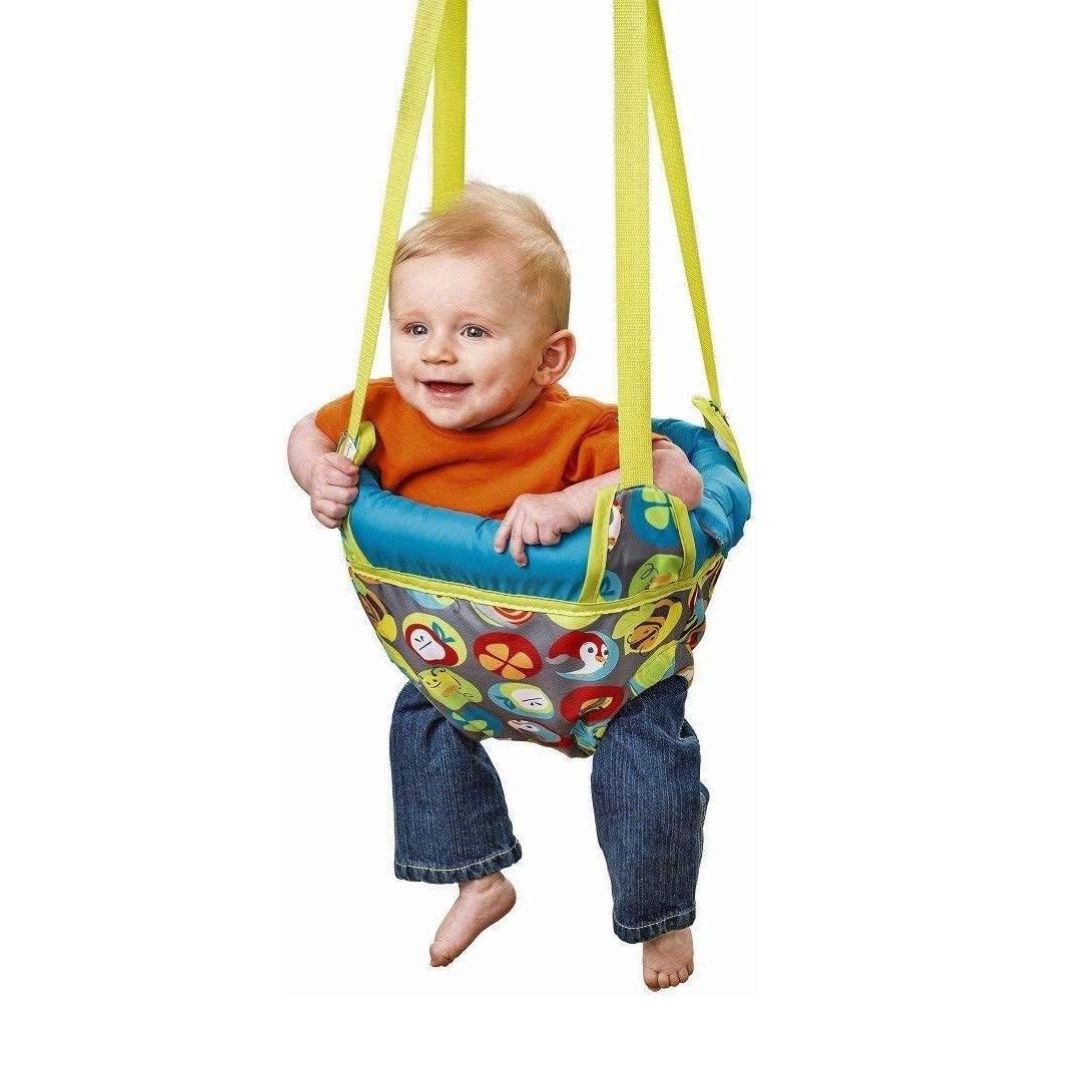 Baby Jumper in a colorful swing on a white background