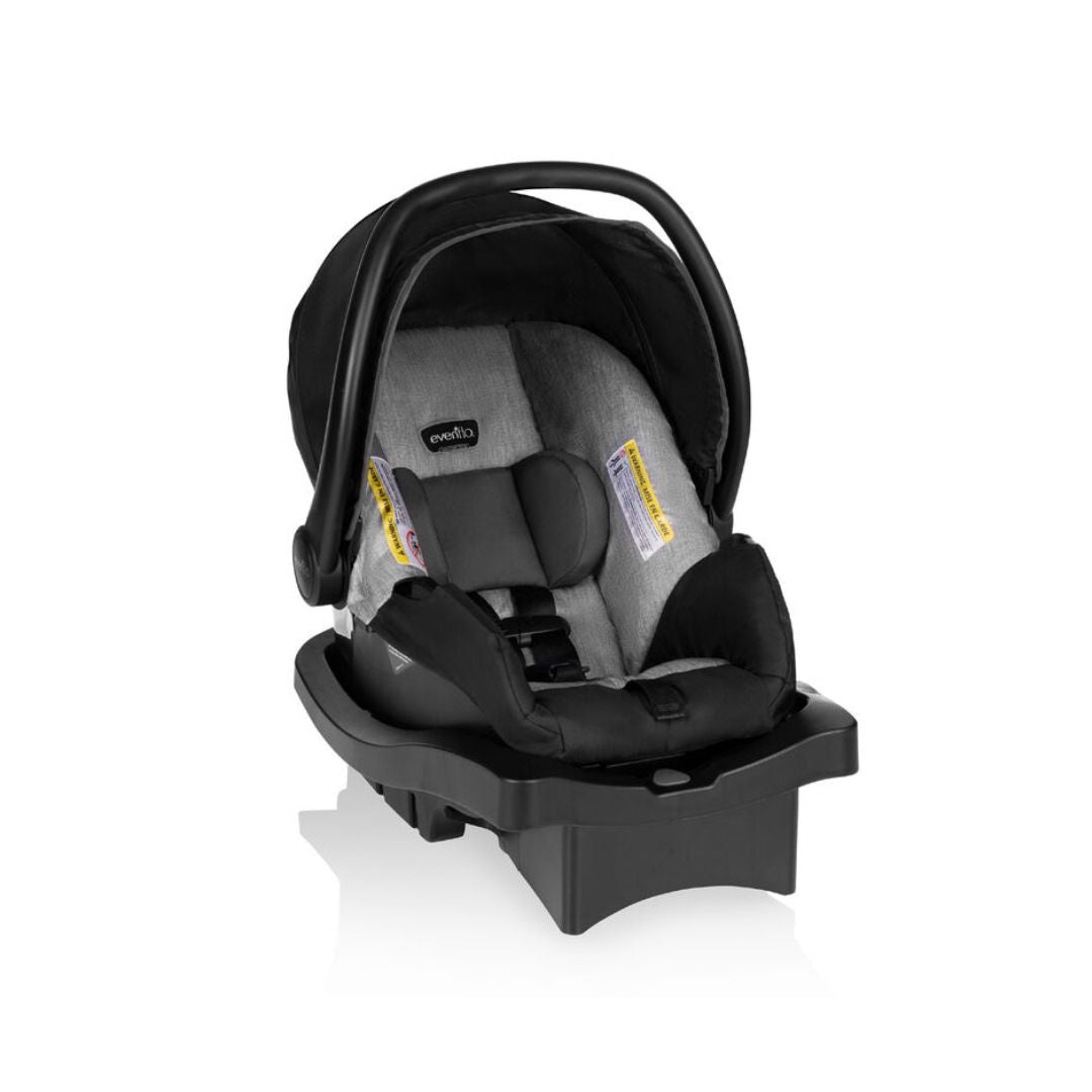 Evenflo Baby car seat with black base on a white background
