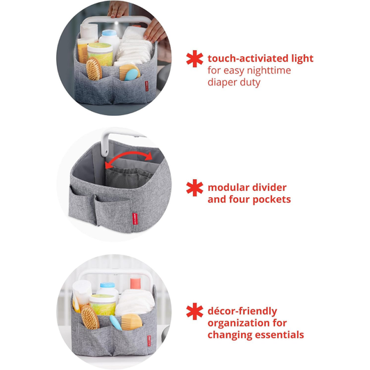 Skip Hop Nursery Style Light-Up Diaper Caddy Grey