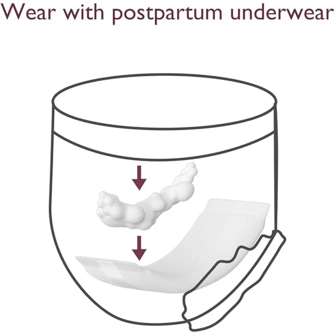 Momcozy white pospartum underwear in a white background