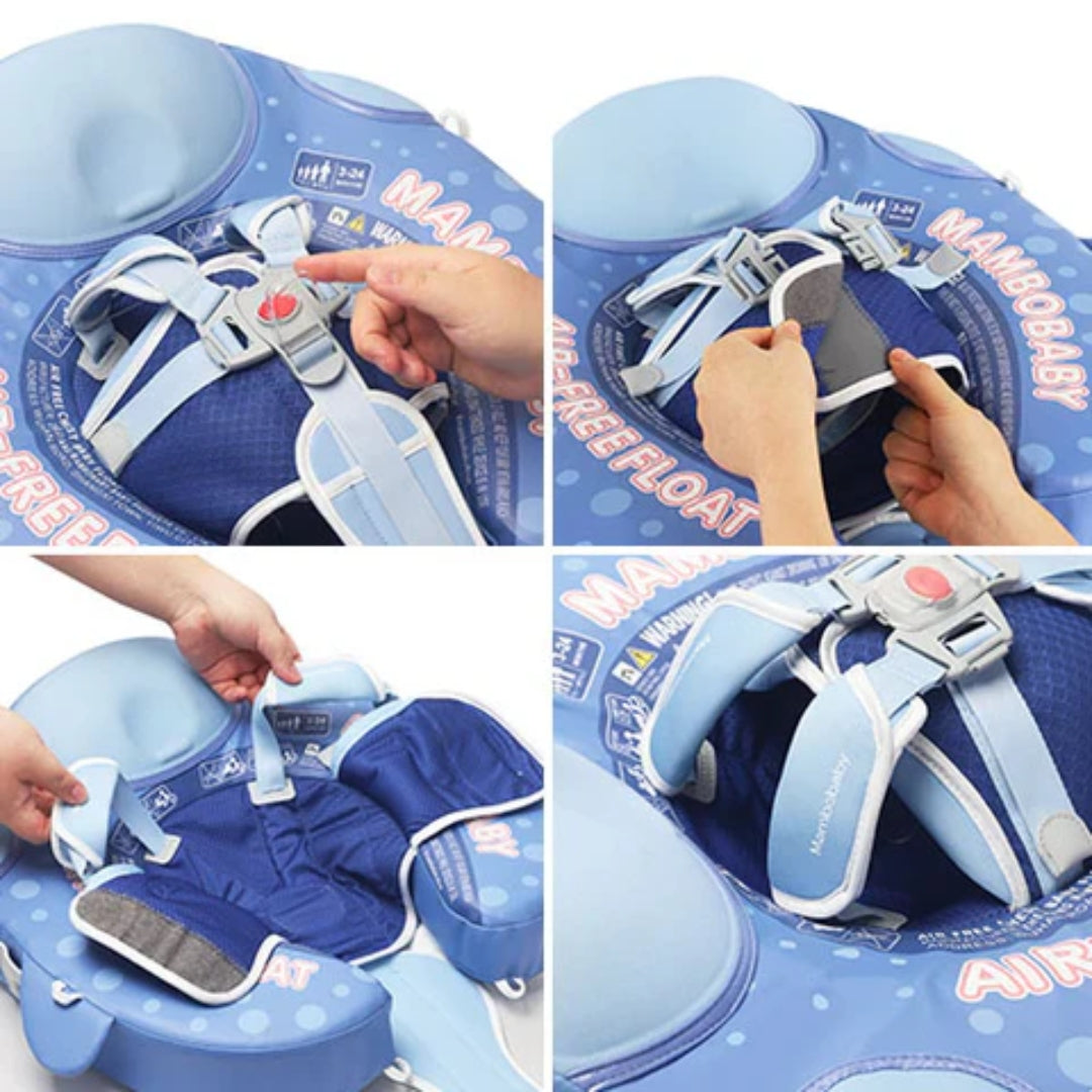 Mambobaby Non-Inflatable Chest Baby Float with Canopy – Fish Blue