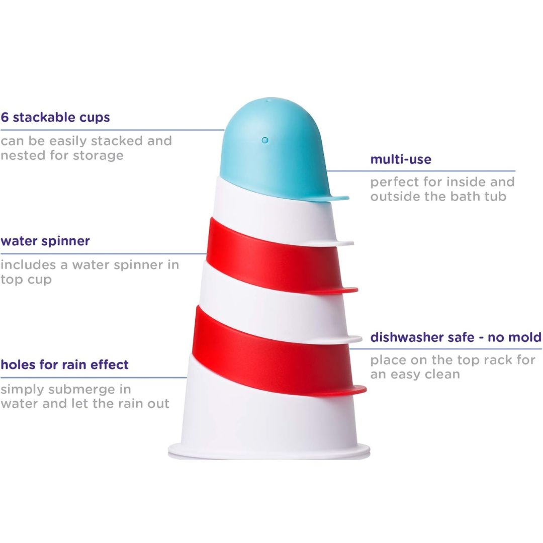 Ubbi Lighthouse Stacking Cups Bath Toys