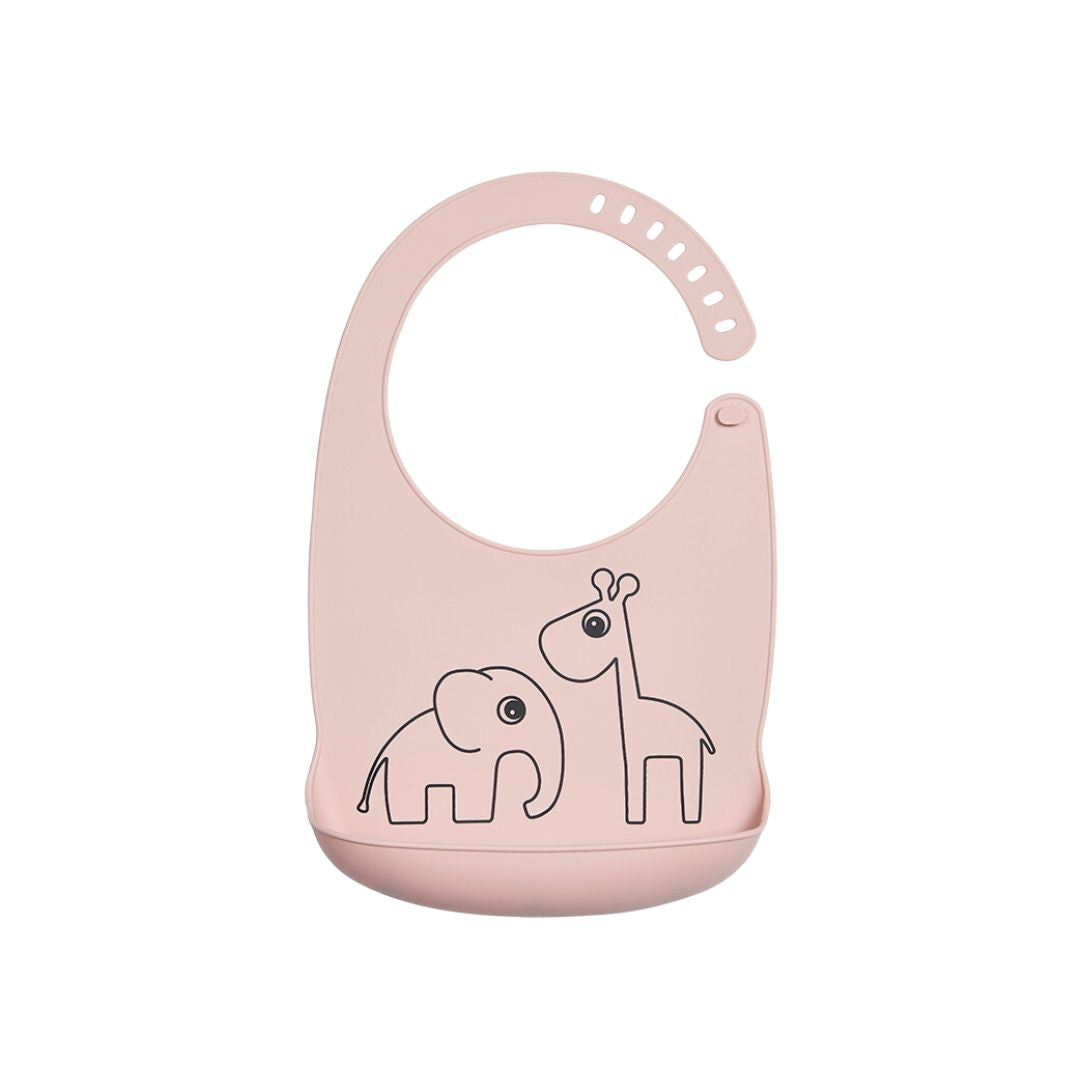 Done By Deer Silicone Bib Elphee & Raffi Baby Pink