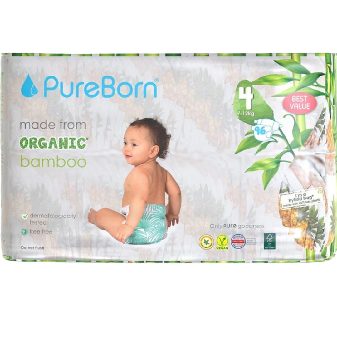PureBorn Master Pack Organic Bamboo Diapers