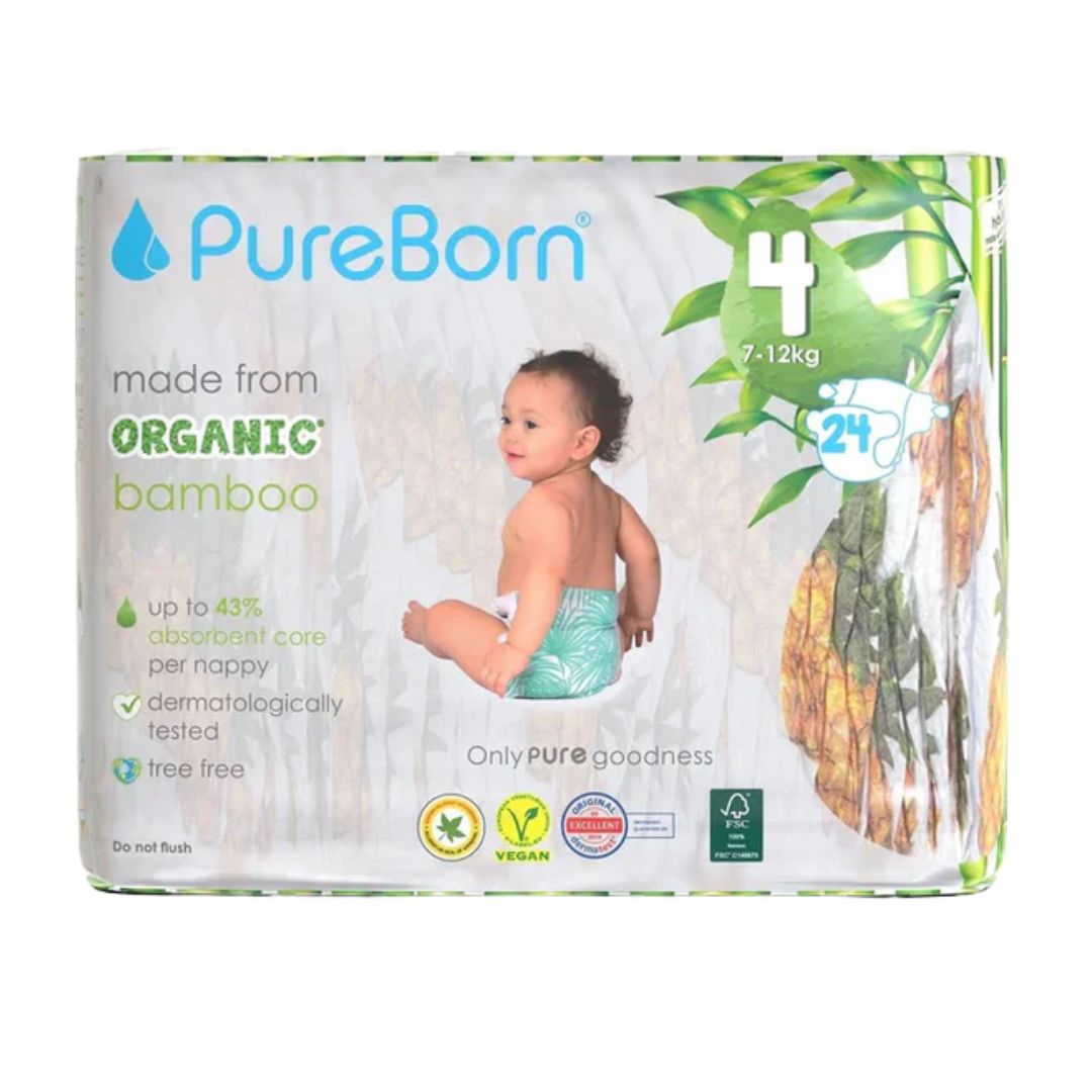 PureBorn Single Pack Organic Bamboo Diapers - Print May Vary