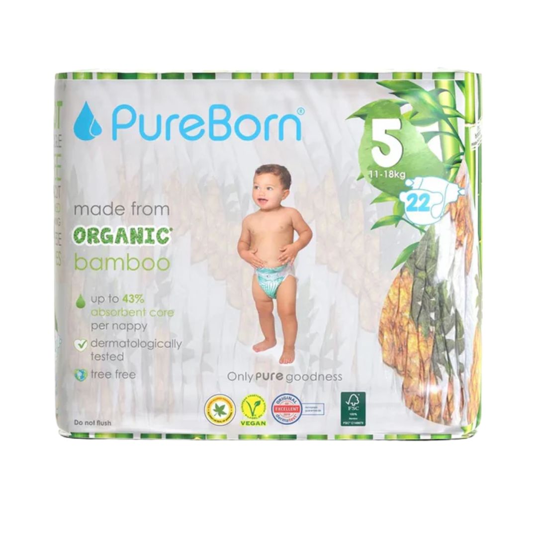 PureBorn Single Pack Organic Bamboo Diapers - Print May Vary