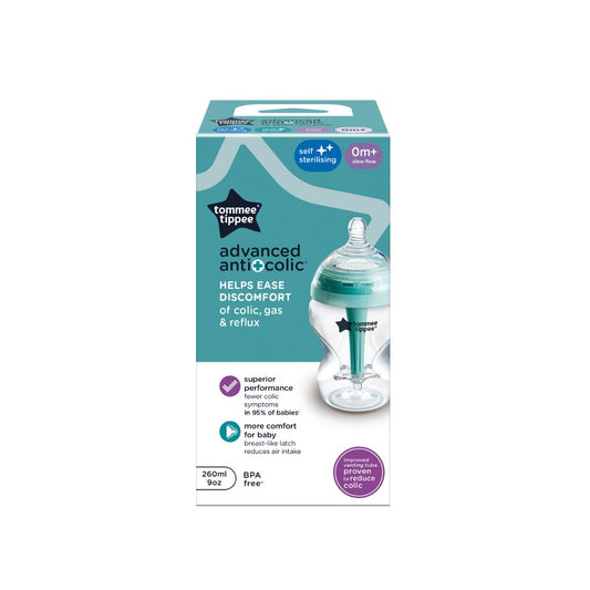 Tommee Tippee advanced anti-colic bottle packaging on a white background