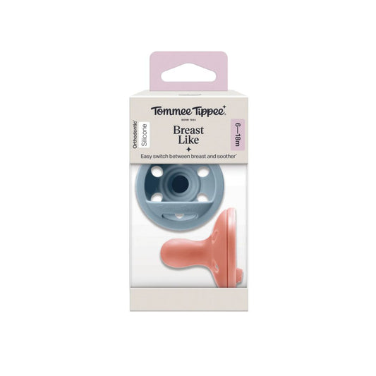 Tommee Tippee breast-like pacifier packaging on a white background
