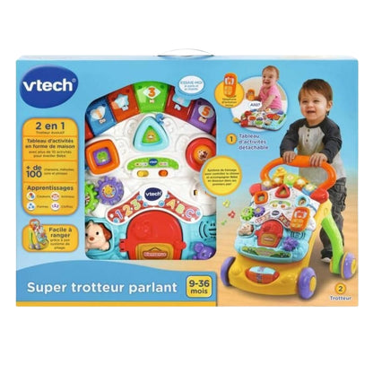 Vtech toy walker packaging with colorful design and text
