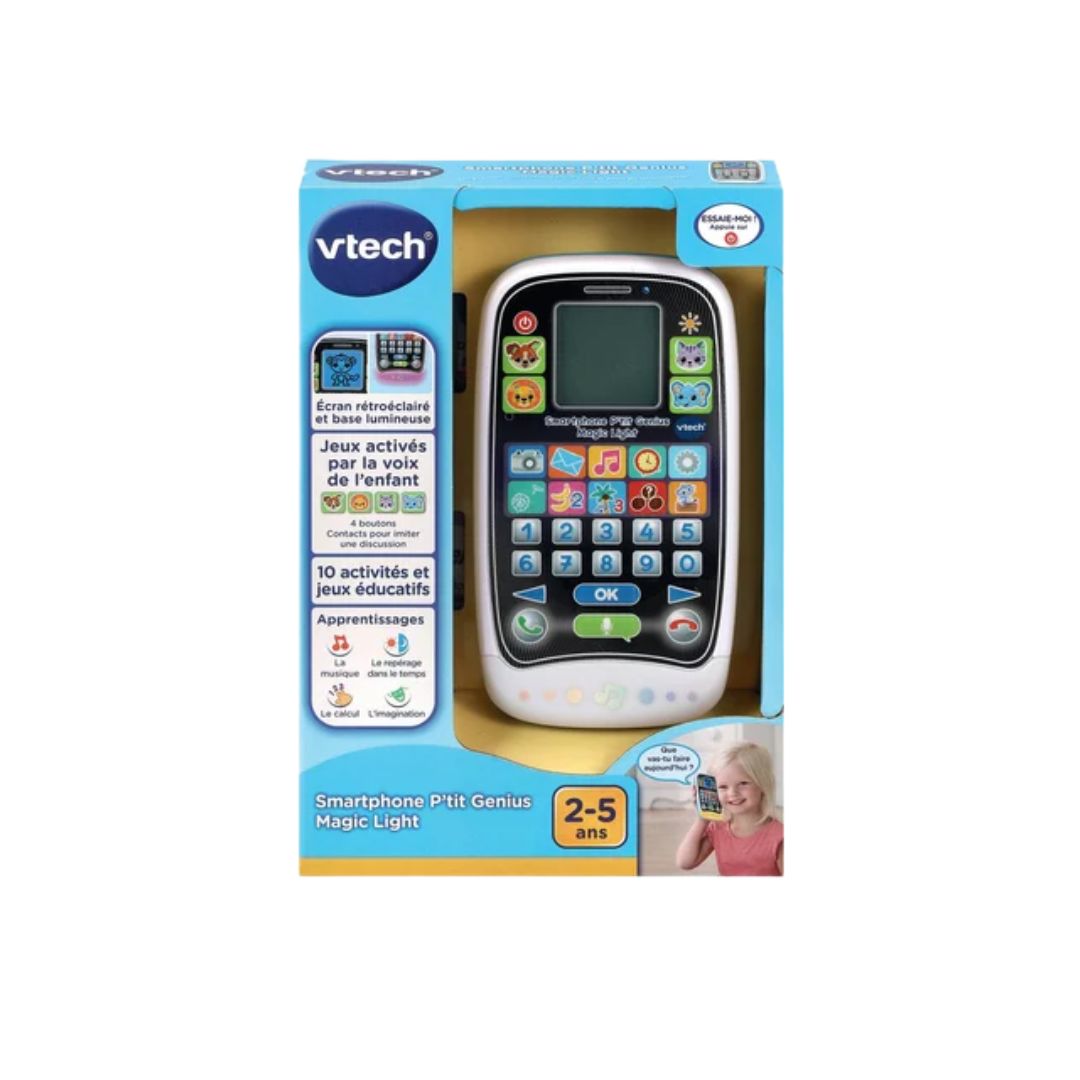 Vtech toy phone in packaging on a white background