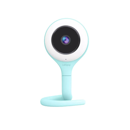Lollipop baby monitor with a blue base and white top on a white background