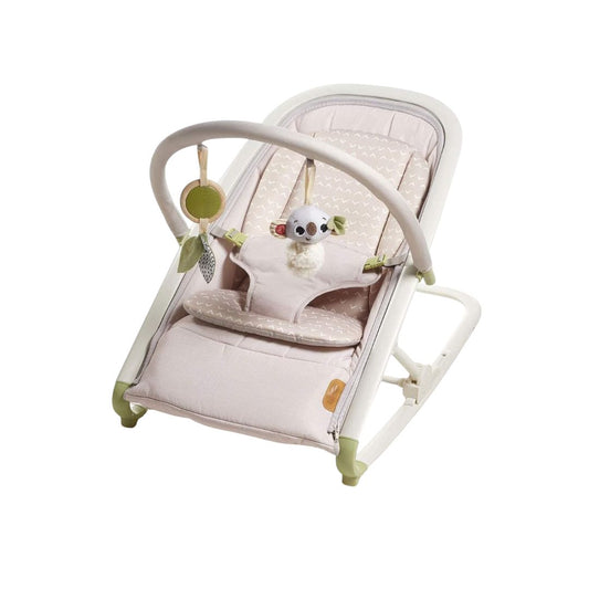 Tiny Love Baby bouncer with toys on a white background