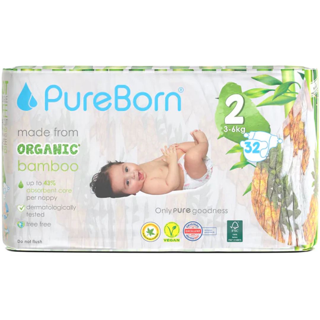 PureBorn Single Pack Organic Bamboo Diapers - Print May Vary