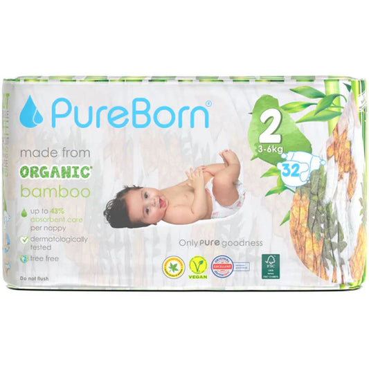 PureBorn Single Pack Organic Bamboo Diapers - Print May Vary