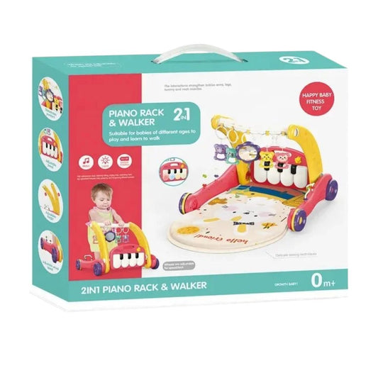 2-in-1 Pedal Piano Rack & Toddler Walker - Red