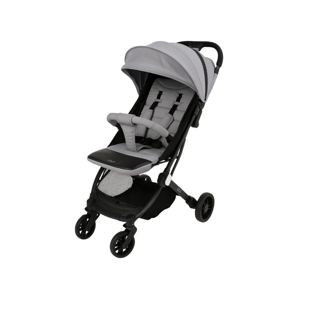 Miila Gray and black stroller on a white background