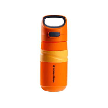 tommee tippee Orange and yellow water bottle with a black lid on a white background