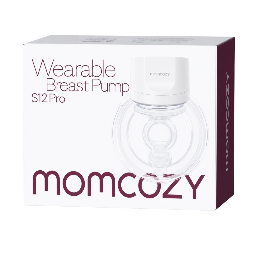 Momcozy wearable breast pump S12 Pro packaging on a white background