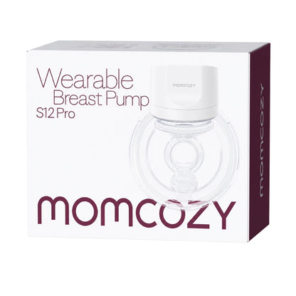 Momcozy wearable breast pump S12 Pro packaging on a white background