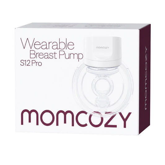 Momcozy wearable breast pump S12 Pro packaging on a white background