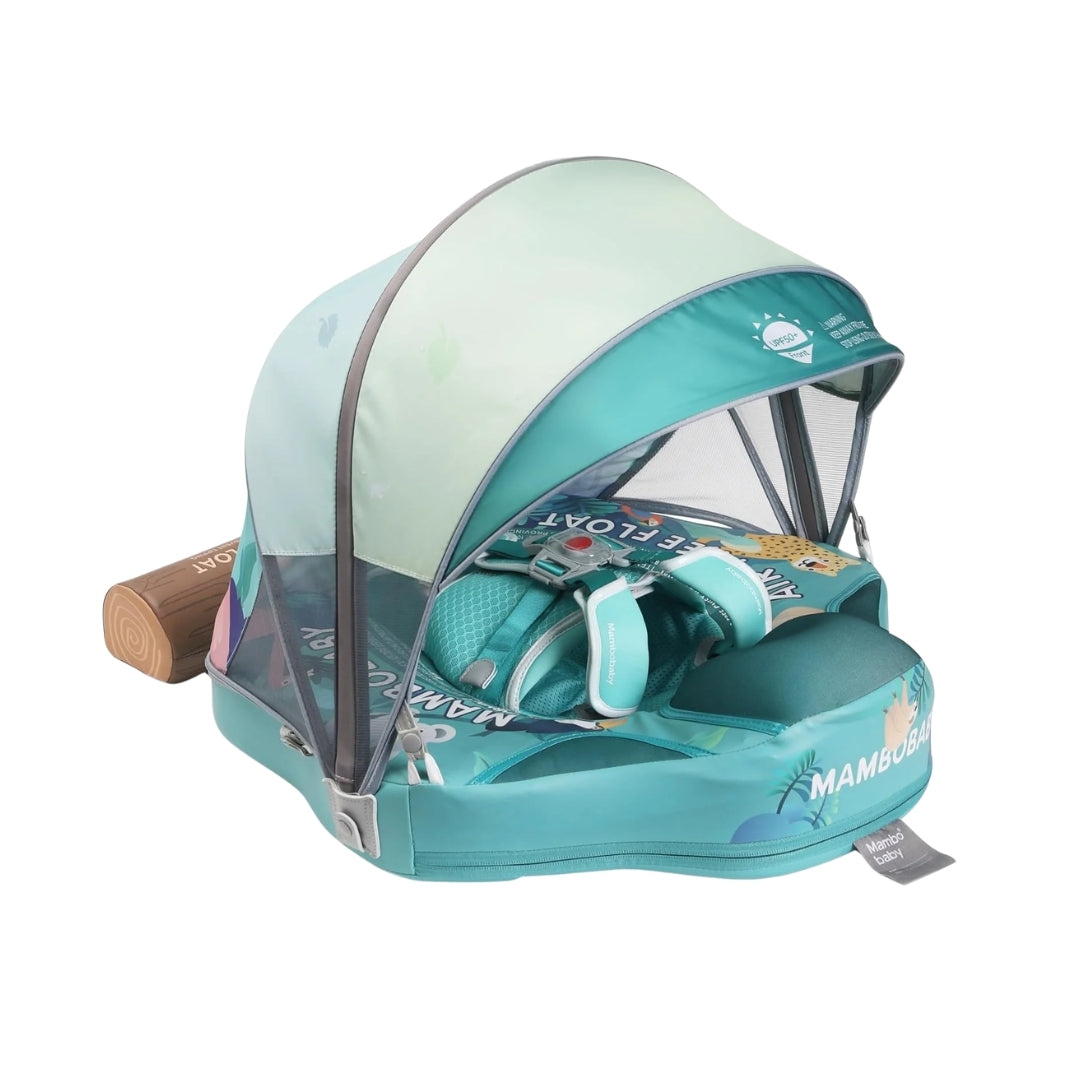 Mambobaby Non-Inflatable Baby Float with Canopy & Tail – Tropical