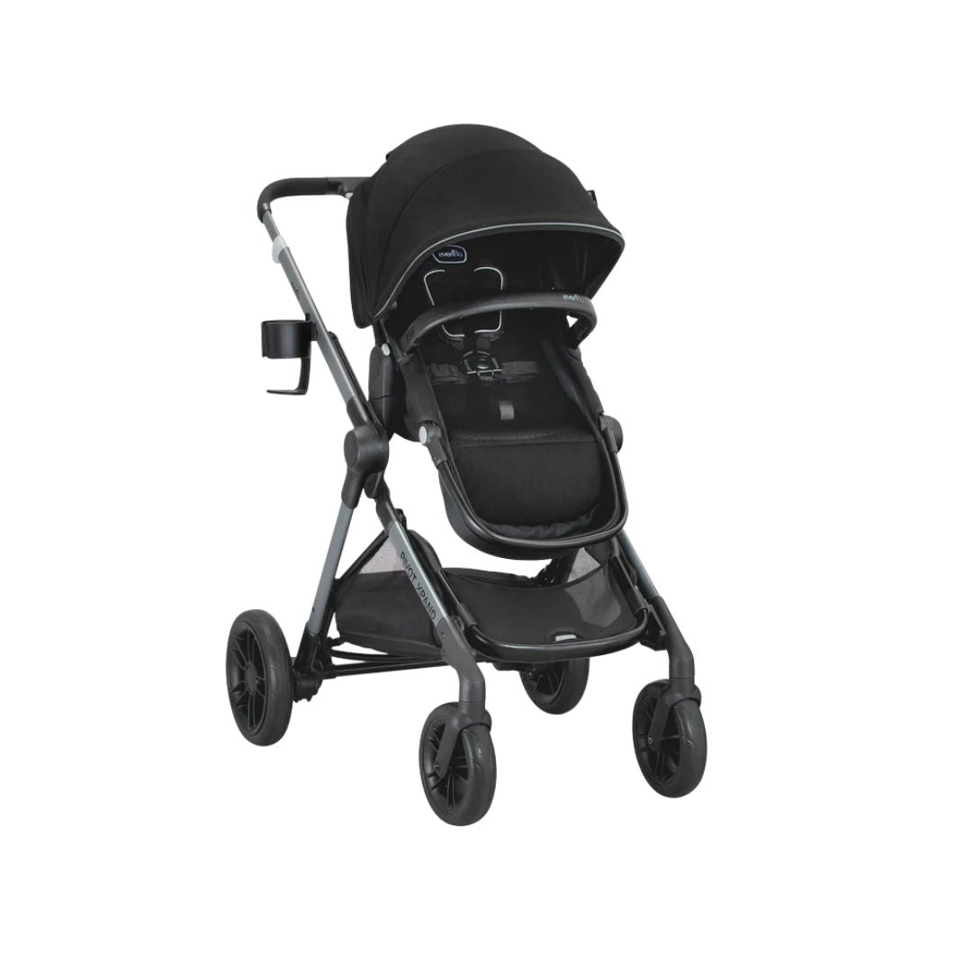 Evenflo Black stroller on a white background