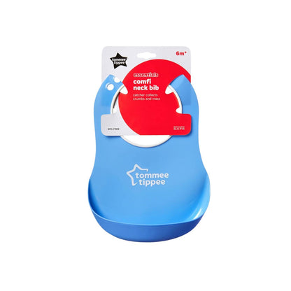 Tommee tippee Blue baby bib with packaging on a white background