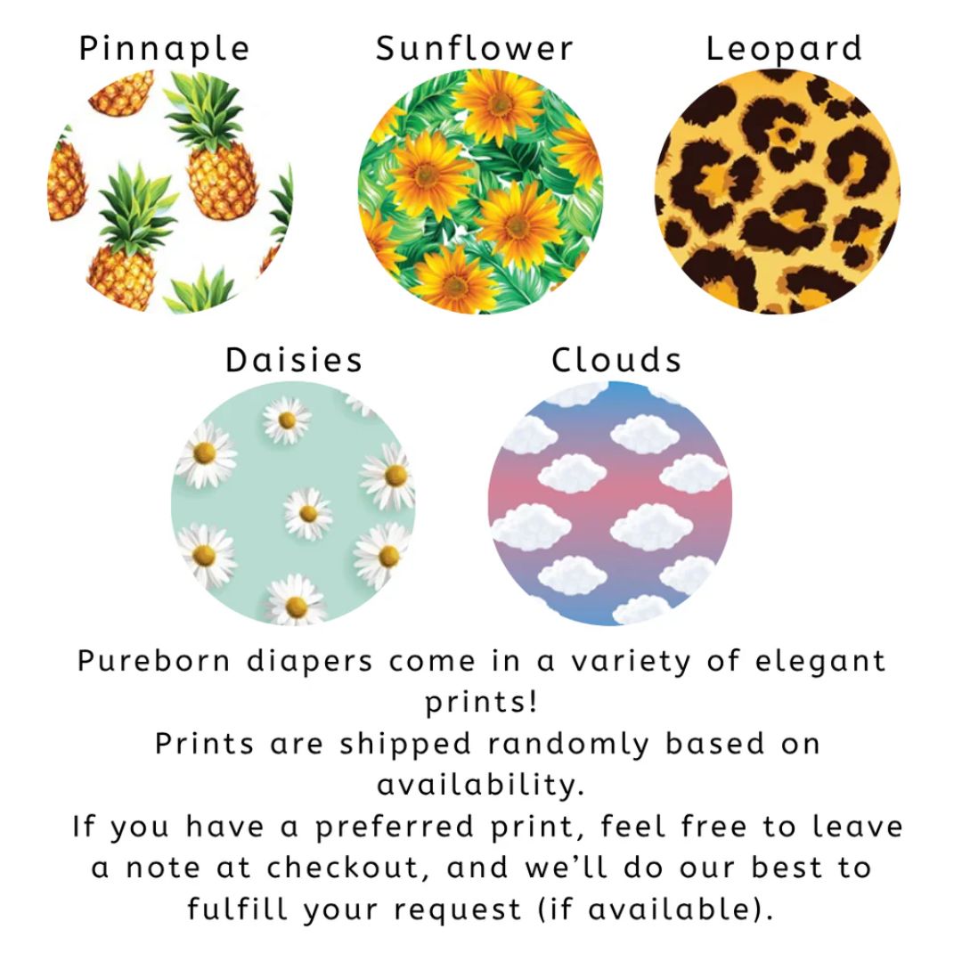 PureBorn Single Pack Organic Bamboo Diapers - Print May Vary