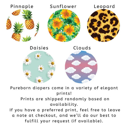 PureBorn Single Pack Organic Bamboo Diapers - Print May Vary