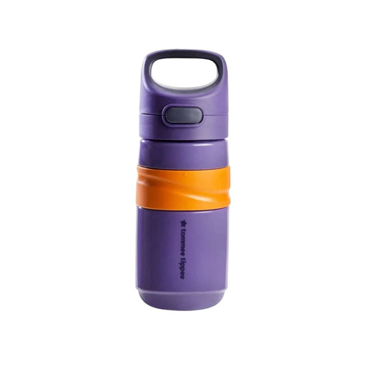 Tommee tippee Purple water bottle with orange band on a white background