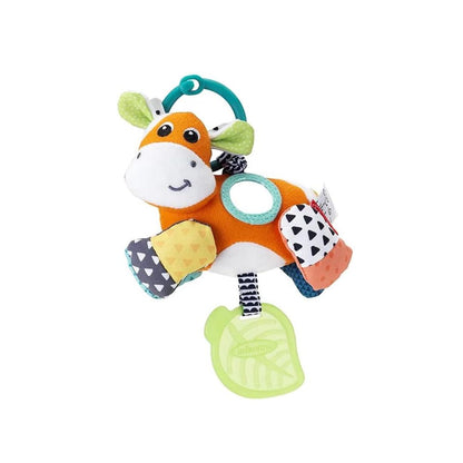 Infantino cow soft toy on a white background