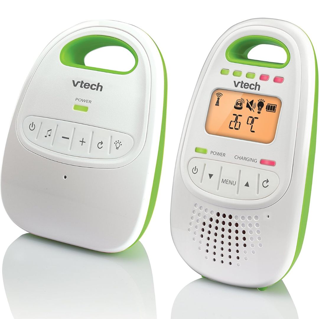 Two VTech baby monitors on a white background