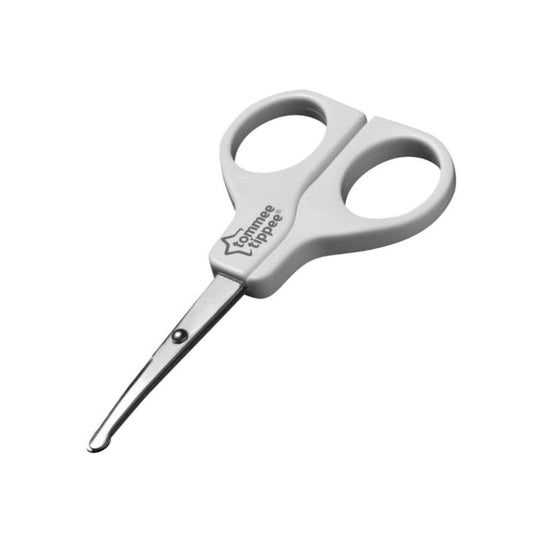 baby scissors with 'Tommee Tippee' branding on a white background