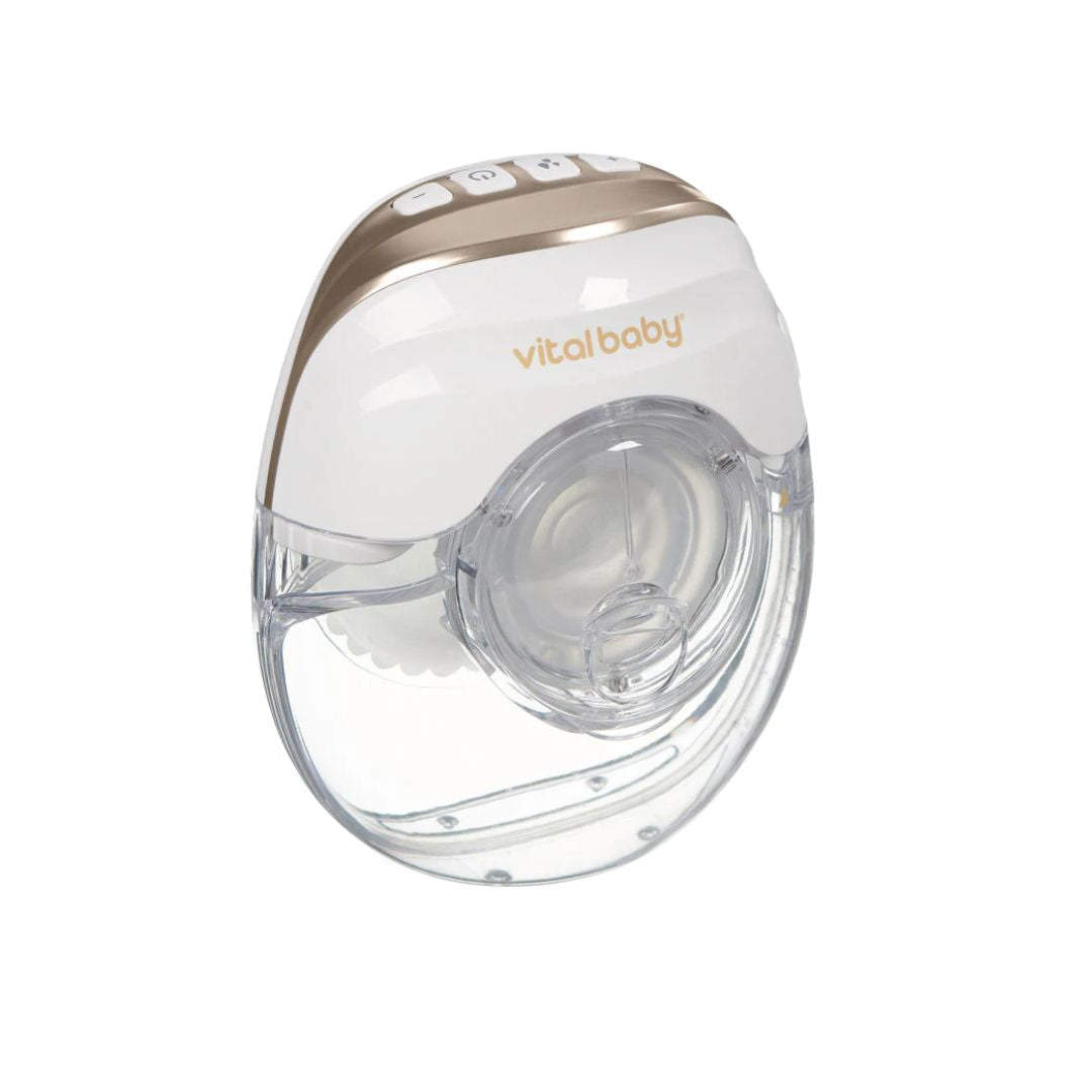 Baby bottle sterilizer with 'vital baby' branding on a white background