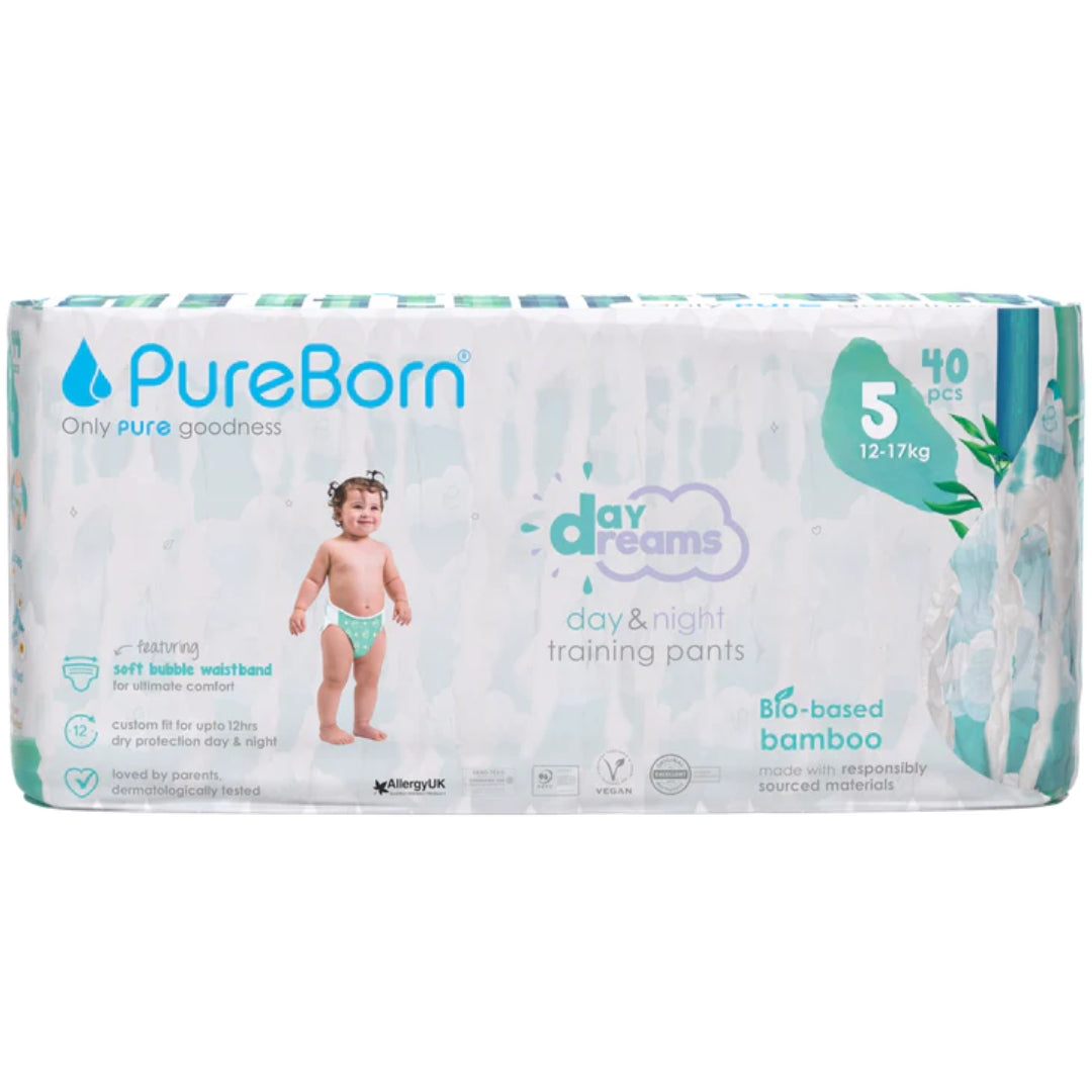 Pack of PureBorn baby training pants on a white background