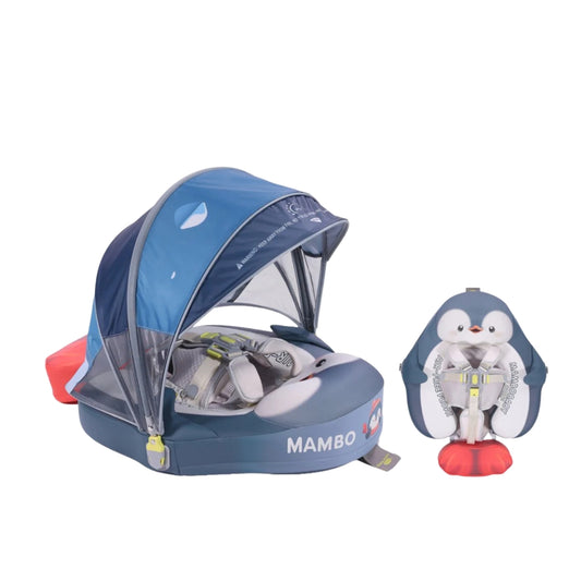 Mambobaby Non-Inflatable Baby Float with Canopy & Tail – Penguin
