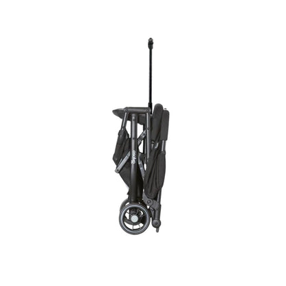 Beige folding stroller on a white background