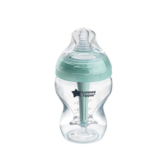 Tommee Tippee baby bottle on a white background
